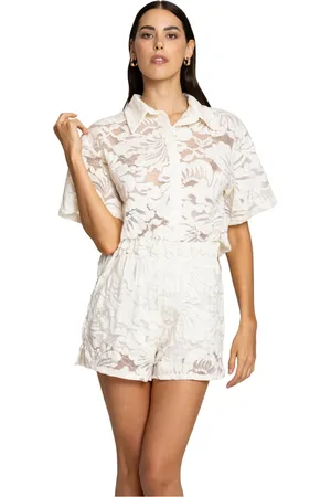 4GIVENESS Szorty, Kobieta, Biały, S, Koronkowy Kwiatowy Top Donna Ss 25