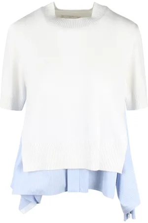SACAI Swetry, Kobieta, Biały, S, Paski Poplin Sweter Top