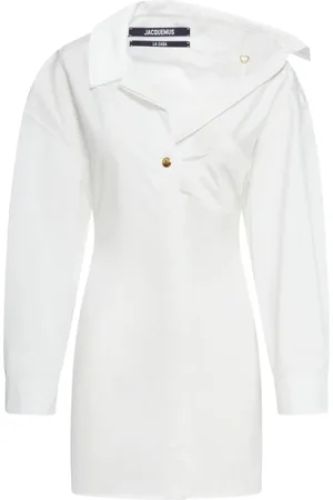 Jacquemus Sukienki, Kobieta, Biały, S, Biała Sukienka Koszulowa Elegancka Sylwetka
