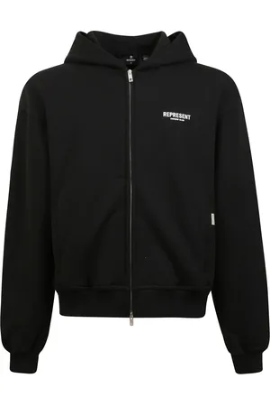 Represent Bluzy, Mężczyzna, Czarny, 2XL, Bluza z Kapturem i Zamkiem oraz Monogramem
