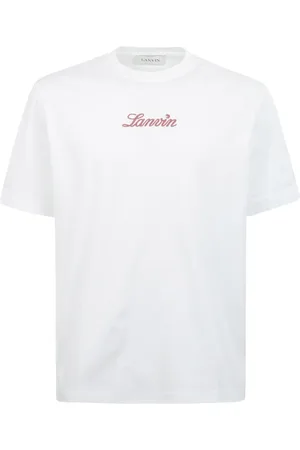 Lanvin Koszulki, Mężczyzna, Biały, L, Haftowany bawełniany T-shirt