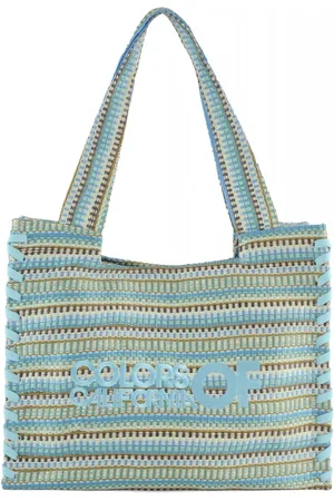 Colors of California Torebki, Kobieta, Niebieski, ONE SIZE, Wielokolorowa Geometryczna Torba Shopper