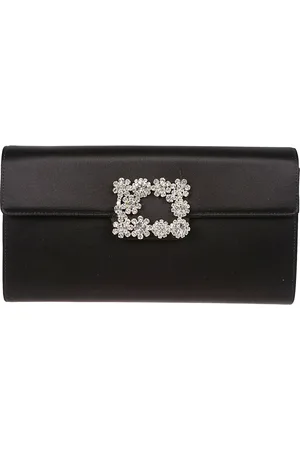 Roger Vivier Torebki, Kobieta, Czarny, ONE SIZE, Kwiatowa Sprzączka Koperta Torebki