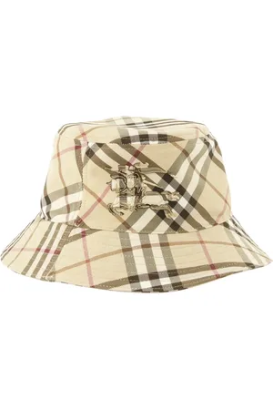 Burberry Akcesoria, unisex, Beżowy, S, Kraciasty Beżowy Kapelusz Bob