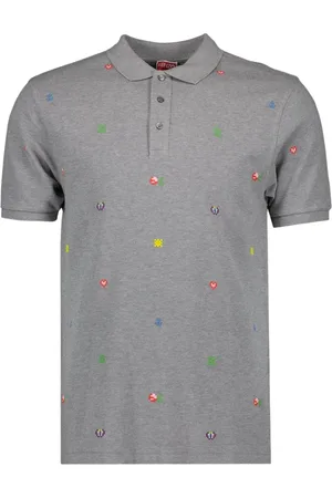 Kenzo Koszulki, Mężczyzna, Szary, S, Pixel Klasyczny Polo