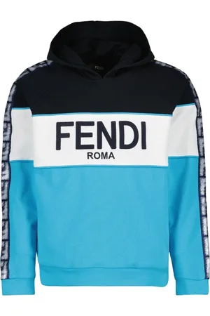 Fendi Bluzy, Mężczyzna, Niebieski, S, Bluza z Trójkolorowym Wzorem