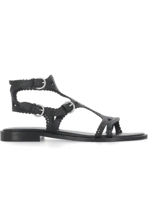 Ash Buty, Kobieta, Czarny, 37 EU, Czarne Skórzane Sandały z Paskiem na Ramię