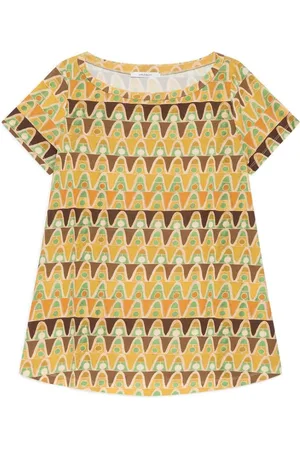 Maliparmi Koszulki, Kobieta, Żółty, XL, Geometryczny T-shirt Mimosa w Żółto/Zielono/Brązowym