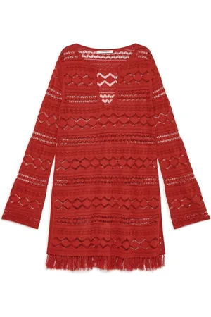 Maliparmi Sukienki, Kobieta, Czerwony, M, Nylon, Koronkowy Sweter w Kolorze Rdzy