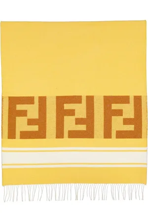 Fendi Akcesoria, unisex, Żółty, ONE SIZE, Frywolny ręcznik plażowy z bawełnianej frotte
