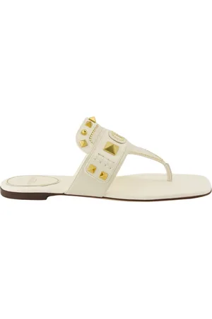 VALENTINO GARAVANI Buty, Kobieta, Biały, 37 1/2 EU, Len, Buty z antycznym mosiądzem i gipsem