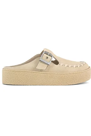 Colors of California Buty, Kobieta, Beżowy, 39 EU, Zamsz, Suede platform sabot z klamrą i szwami