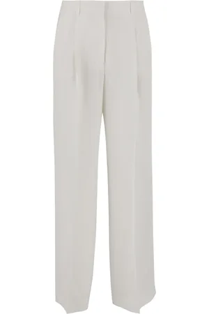 Pinko Spodnie, Kobieta, Biały, 2XS, Elegant Center Stripe Palazzo Pants