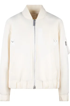 SACAI Kurtki, Kobieta, Beżowy, M, Kurtka Bomber z Materiału Technicznego i Wełny