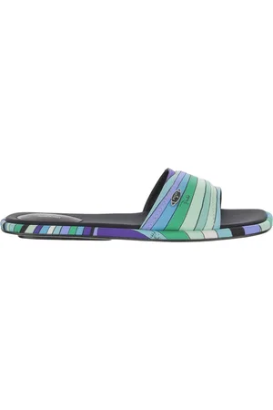 Emilio Pucci Buty, Kobieta, Niebieski, 38 EU, Skóra, Sandały z jedwabiu z wzorem irysów