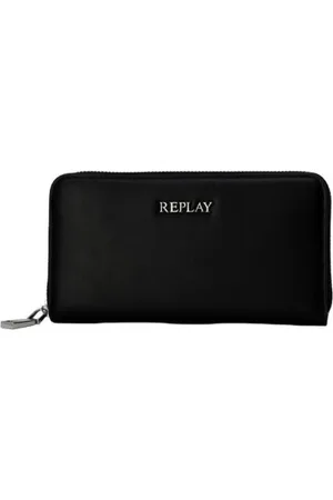 Replay Akcesoria, Mężczyzna, Czarny, ONE SIZE, Len, Czarna portmonetka na zamek Stylowy model