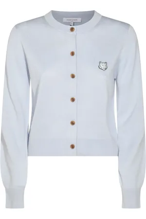 Maison Kitsuné Swetry, Kobieta, Niebieski, XS, Niebieski Sweter z Guzikami