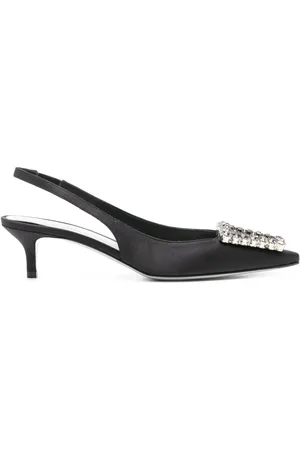 ROBERTO FESTA Buty, Kobieta, Czarny, 37 1/2 EU, Czarne Satynowe Slingback Szpilki