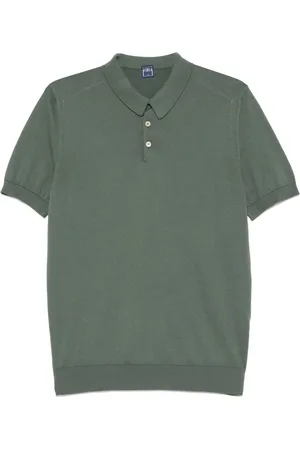 FEDELI Koszulki, Mężczyzna, Zielony, L, Zielony Polo Shirt z Guzikami