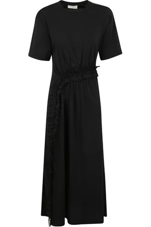 ULLA JOHNSON Sukienki, Kobieta, Czarny, S, Szyfon, Chiffon Ruffle Midi Sukienka