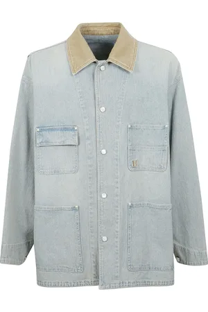 WOOYOUNGMI Kurtki, Mężczyzna, Niebieski, L, Denim, Niebieska Kurtka z Denimu Rib