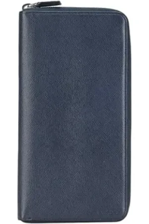Prada Pre-owned, Mężczyzna, Niebieski, ONE SIZE, Skóra, Pre-owned skórzane portfele