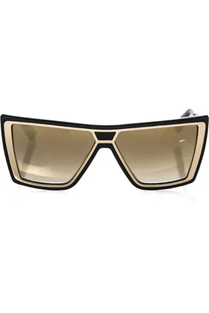 FRANKIE MORELLO Akcesoria, unisex, Czarny, ONE SIZE, Kwadratowe Czarne i Złote Okulary Przeciwsłoneczne