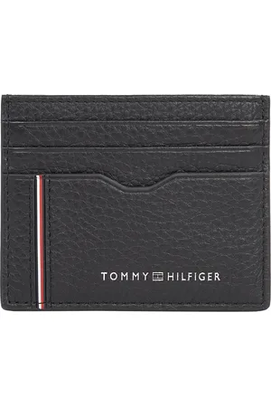 Tommy Hilfiger Akcesoria, Mężczyzna, Czarny, ONE SIZE, Skóra, Wąski Skórzany Portfel na Karty
