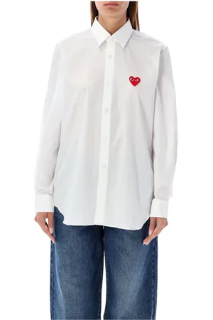 Comme des Garçons Bluzki, Mężczyzna, Biały, L, Biała Koszula z Sercem Ss 25