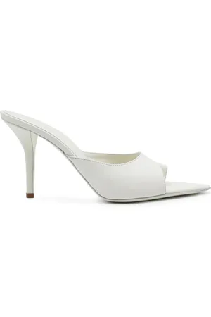 Gia Borghini Buty, Kobieta, Biały, 40 EU, Kremowe białe skórzane sandały z logo