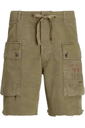 Ralph Lauren Szorty, Mężczyzna, Zielony, W33, Zielone szorty cargo w wzór jodełkowy Ss 25