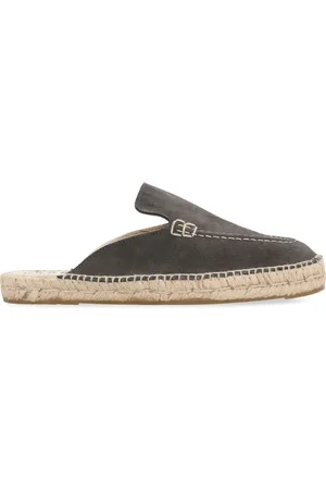 MANEBI Buty, Mężczyzna, Szary, 44 EU, Okrągły Nosek Skórzane Espadryle