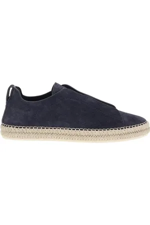 Ermenegildo Zegna Buty, Mężczyzna, Niebieski, 41 EU, Zamsz, Suede Slip-On Rope Sole Sneakers