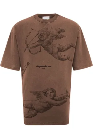 DIEGO VENTURINO Koszulki, Mężczyzna, brązowy, M, Vintage Brązowy Bawełniany T-shirt z okrągłym dekoltem