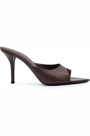 Gia Borghini Buty, Kobieta, brązowy, 40 EU, Brązowe skórzane sandały z logo