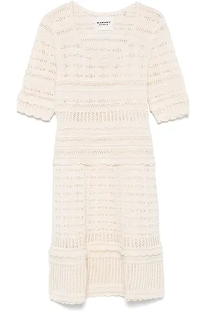 Isabel Marant Sukienki, Kobieta, Beżowy, S, Ecru Szydełkowa Mini Sukienka