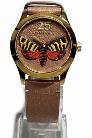 Gucci Pre-owned, Kobieta, Żółty, ONE SIZE, Skóra, Pre-owned Leather watches