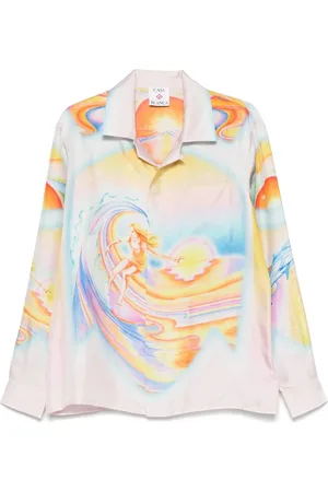 Casablanca Bluzki, Kobieta, Wielobarwność, S, Psychedeliczna Różowa Koszula z Kołnierzykiem