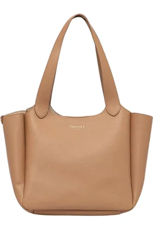 Twin-Set Torebki, Kobieta, brązowy, ONE SIZE, Poliester, Brązowa Skórzana Torba Shopper Forever