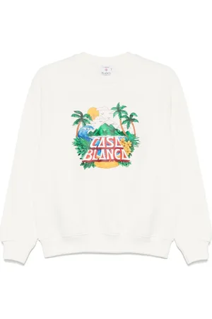 Casablanca Bluzy, Kobieta, Biały, L, Beach Wave Bluza Biała Nadruk Logo