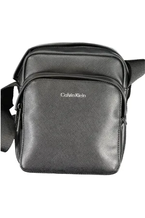 Calvin Klein Torebki, Mężczyzna, Czarny, ONE SIZE, Czarna Męska Torba na Ramię Kontrastowe Detale