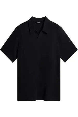 J Lindeberg Koszulki, Mężczyzna, Czarny, XL, Czarny Polo z Bawełny Luźny Krój