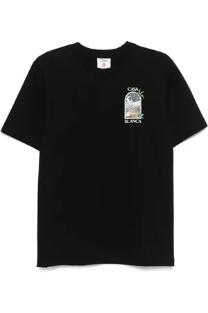 Casablanca Koszulki, Mężczyzna, Czarny, 2XL, Klasyczny Bawełniany T-shirt