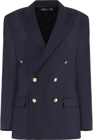 Ralph Lauren Kurtki, Kobieta, Niebieski, S, Wełniany Dwurzędowy Blezer