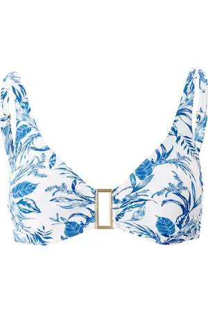Melissa Odabash Stroje kąpielowe, Kobieta, Niebieski, M, Niebieski Bikini Top z Złotym Wykończeniem