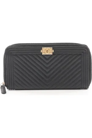 CHANEL Pre-owned, Kobieta, Czarny, ONE SIZE, Skóra, Pre-owned skórzane portfele