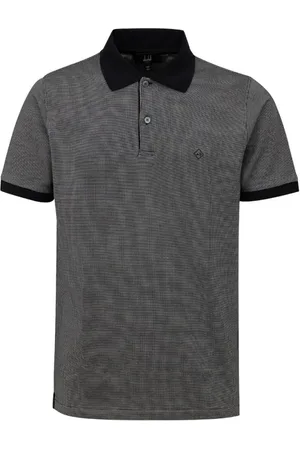 Dunhill Koszulki, Mężczyzna, Czarny, M, Czarna Bawełniana Koszulka Polo Wzór Jacquard
