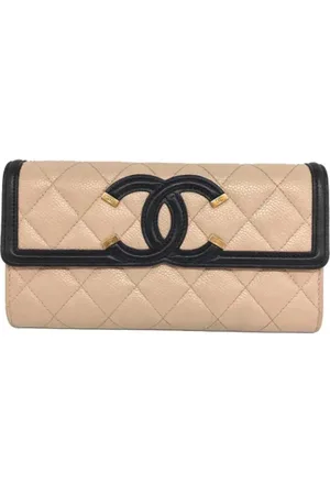 CHANEL Pre-owned, Kobieta, Beżowy, ONE SIZE, Skóra, Pre-owned skórzane portfele