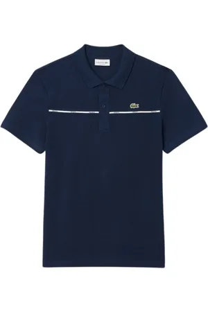Lacoste Koszulki, Mężczyzna, Niebieski, L, Bawełna, Polo z Grafiką i Obszyciem z Logo