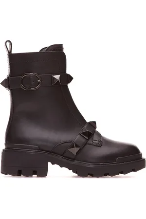 VALENTINO GARAVANI Buty, Kobieta, Czarny, 39 EU, Skóra, Botki Combat ze skóry cielęcej Roman Stud z tonalnymi ćwiekami 40 mm